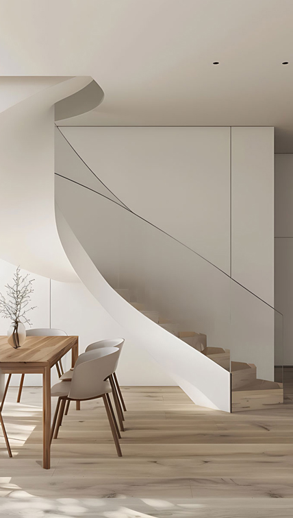 detalle de una escalera que sube a otra planta desde un salón