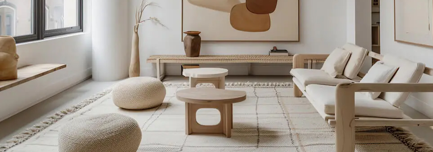 interior de un salon con sofa, mesa y asientos